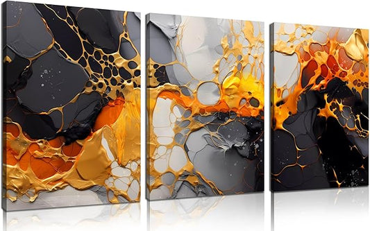 Abstract Pictures for Living Room Wall Decor - Modern Art Wall Decor for Office - 3 Piece Canvas Wall Art for Bedroom Size 12" x 16"